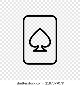 Spades playing card simple icon vector. Flat design. Transparent grid.ai