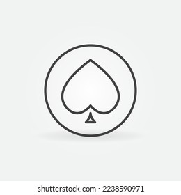 Espadas Juego de tarjetas en icono o símbolo de concepto de vector circular en línea delgada