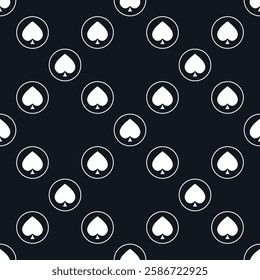 Spades Playing Card Suit in Circle vector concept solid seamless pattern or background