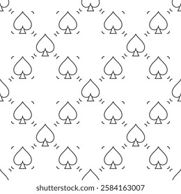 Spades Playing Card Suit vector concept simple seamless pattern or background in outline style