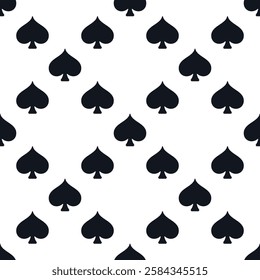 Spades Playing Card Suit vector concept solid minimal seamless pattern or background