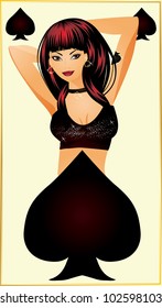 Spades poker card, vector illustration