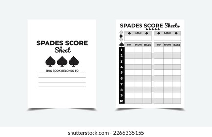 Spades Score Sheets logbook planner template design for Low content KDP interior