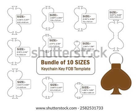 Spades shape keychain key FOB dieline Template