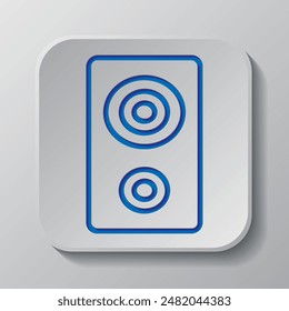 Spades simple icon. Flat design. Paper cut design. Cutted blue symbol with shadow. Gray badge button, gray background.ai