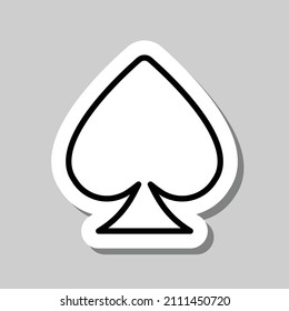 Spades simple icon. Flat desing. Sticker with shadow on gray background.ai