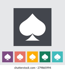 Spades. Single flat icon on the button. Vector illustration.