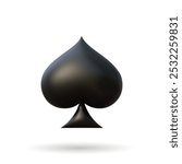 Spades Suit 3d. Vector illustration. Poker playing card. Symbols for casino, apps and websites or game design