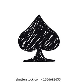 Spades suit doodle logo icon sign Hand drawn ink pencil symbol emblem sketch playing card Modern cartoon paint game design style Fashion print clothes apparel greeting invitation banner poster flyer