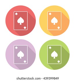 Spades Suit Playing Card Flat Style Design Icons Set