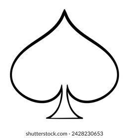 Spades suit. Playing cards, gambling, casino, poker, play for money, win, lose, winner, jackpot, gambler, deck, hand, blackjack, joker, gamble, addiction, card reading, cartomancy. Vector illustration