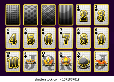 Spades Suit Poker Playing Cards for poker and casino. Playful collection symbols sign fool deck.