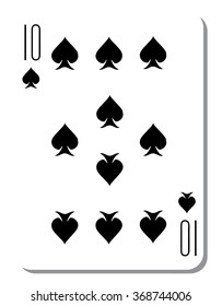 Spades Ten with a blank background for poker from a deck of playing cards. Quality vector illustration of a two-color fill, classic design.