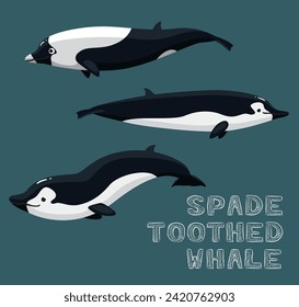 Spade-Toothed Whale Cartoon Vector Illustration