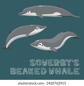 Spade-Toothed Whale Cartoon Vector Illustration