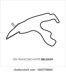 Spa-Francorchamps circuit, Belgium. Motorsport race track vector map