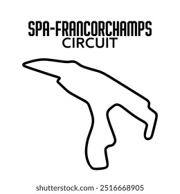 spa-francorchamps  circuit for motorsport and autosport. grand prix race track. vector illustration	