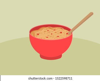 Spagetti, Illustration, Vector On White Background.