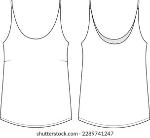 spagetti strap camisole flat sketch