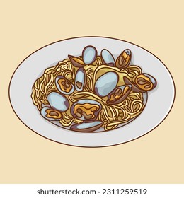 Spaghetti alle vongole. Platos de marisco europeos.