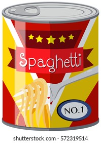 Spaghetti in aluminum can illustration