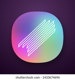 Spaghetti app icon. Long, thin pasta. Traditional Italian cuisine. Noodles. Spaghettini, capellini. Long strips of dough. UI/UX user interface. Web or mobile application. Vector isolated illustration