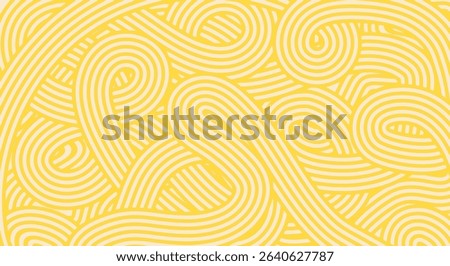 Spaghetti background. Abstract Yellow Noodle Pattern on Light Background. Geometric Food Inspired Design for Asian or Italian kitchen design.