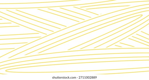 Spaghetti-Hintergrund, gelbe Nudeln. Abstraktes Muster auf hellem Hintergrund. Essensorientiertes geometrisches Design für asiatisches oder italienisches Küchendesign. 10 EPS