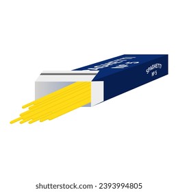 Spaghetti in blue pack. Pack of spaghetti number 5 on white background. Vector illustration