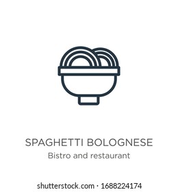 Spaghetti bolognese icon. Thin linear spaghetti bolognese outline icon isolated on white background from bistro and restaurant collection. Line vector sign, symbol for web and mobile