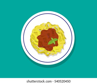 Spaghetti bolognese isolated on white vector