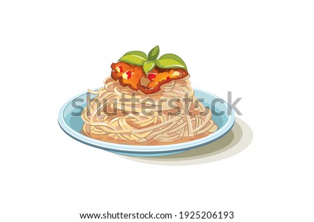 Spaghetti with Bolognese sauce vector illustration isolated on white background