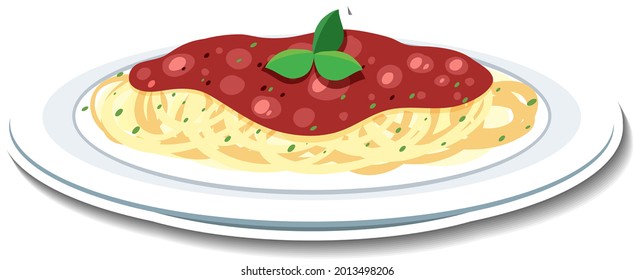 Spaghetti bolognese sticker on white background illustration