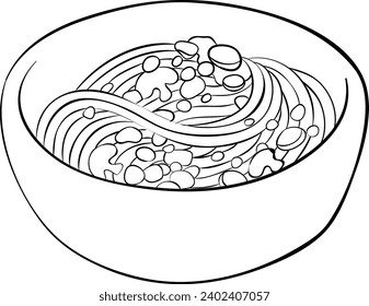 Spaghetti Bowl Ilustración de arte de la línea de vectores blanco y negro