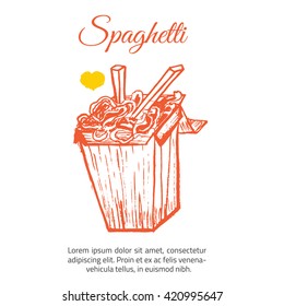Spaghetti in box. Vector Illustration