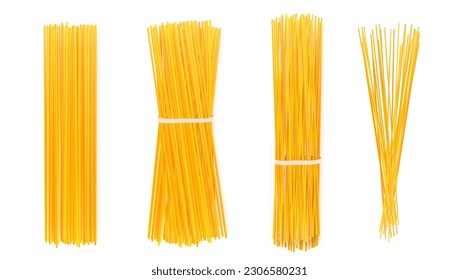 Spaghetti, Bucatini Or Perciatelli Pasta Set Isolated On White. EPS10 Vector