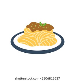 spaghetti cabonara in plate italian food