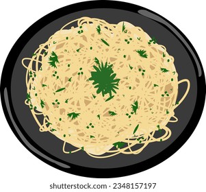 Spaghetti carbonara con placa negra