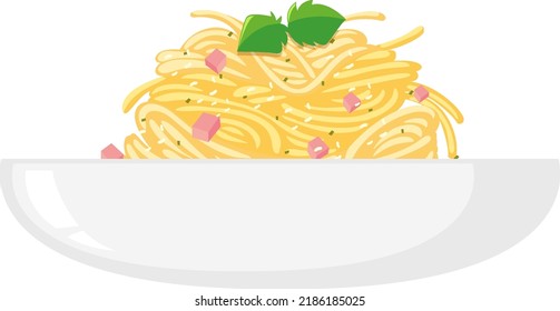 Spaghetti carbonara en una ilustración intestinal