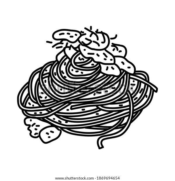 Spaghetti Carbonara Italian Food Hand Drawn Stock Vector (Royalty Free ...