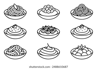 Spaghetti Carbonara line art food lovers artwork