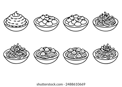 Spaghetti Carbonara arte de línea dibujado a mano ilustración