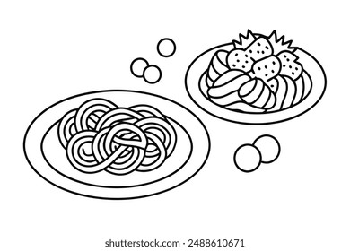 Spaghetti Carbonara Linie Kunst minimalistische Lebensmittelzeichnung