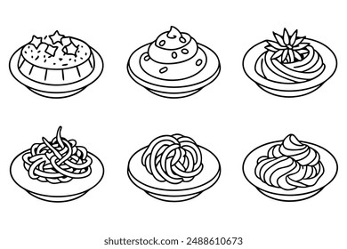 Spaghetti Carbonara line art modern art illustration