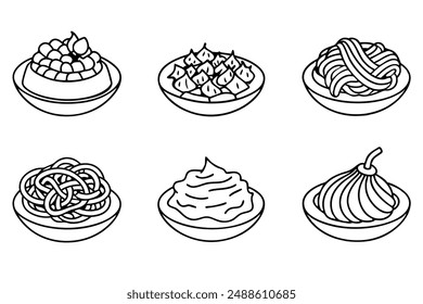 Spaghetti Carbonara arte de línea tradicional dibujo