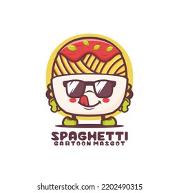 spaghetti cartoon mascot. Italian pasta vector illustration. isolated on a white background