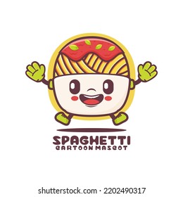 spaghetti cartoon mascot. Italian pasta vector illustration. isolated on a white background