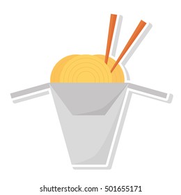 spaghetti with chopsticks isolated icon vector illustration design