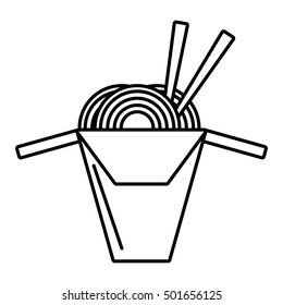 spaghetti with chopsticks isolated icon vector illustration design