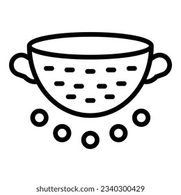 Spaghetti colander icon outline vector. Strainer sieve. Utensil crockery